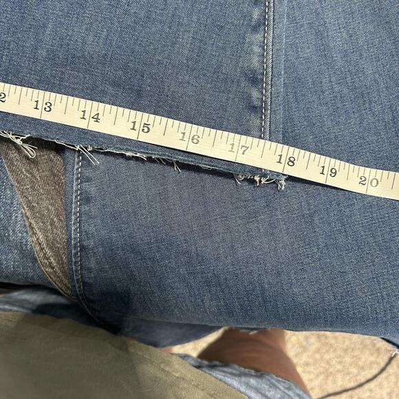 We The Free Jeans Womens 27 Blue Flare Bell Bottom High Rise Distressed Raw Hem - Picture 9 of 12